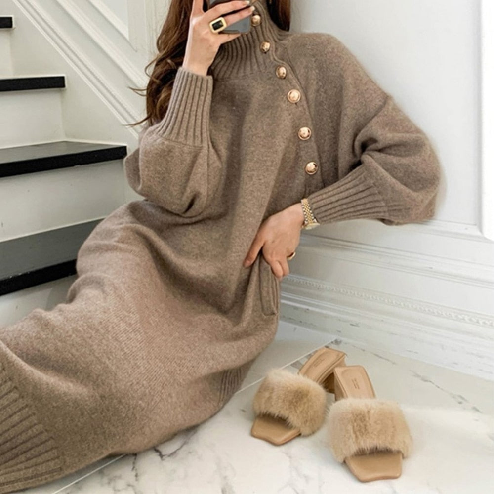 Summer Women Long Loose Knitted Sweater Dress Long Sleeve Elegant Slim Casual Chic Dresses Fashion Y2K Clothes